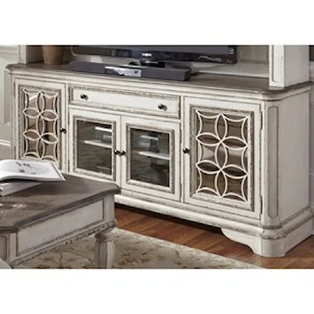 Entertainment TV Stand with Glass Doors